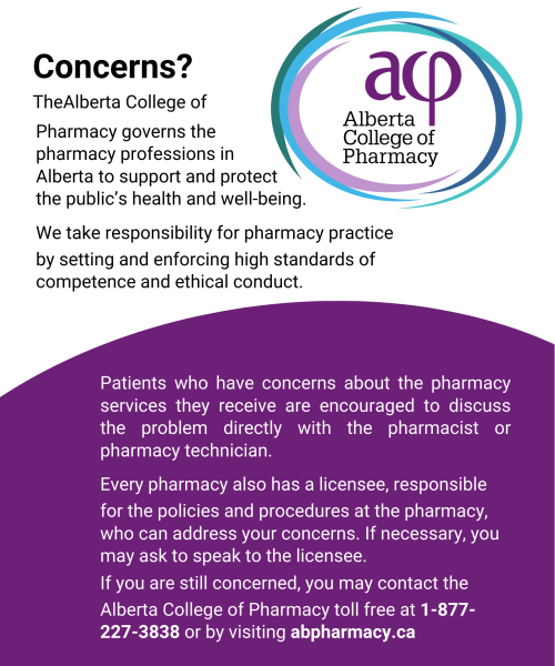 Alberta patient concerns information poster